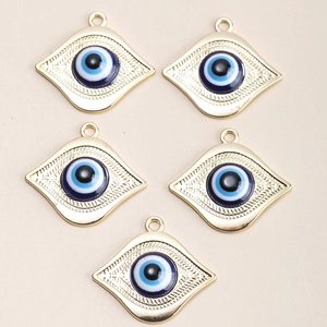 Evil Eye Alloy Pendant Gold Plated Drip Oil Enamel Rhombus Shape Pendant Only Without Chain DIY Jewelry For Necklace Making