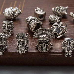 Antique silver Viking skull and Spartan helmet beads for DIY jewelry and paracord crafts
