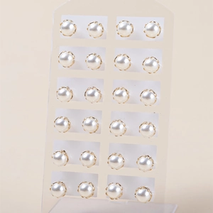 Set van 12 paar minimalistische pareloorknoppen met gouden bloemvormige legeringen