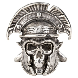 Retro Spartan helmet and skull ring in antique silver finish for men and women