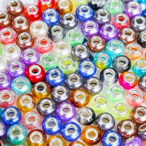 Kleurrijke hars kralen met groot gat en metalen kern voor DIY armbanden sieraden