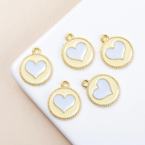 DIY colorful heart pendants with gold bead borders for necklaces and jewelry making