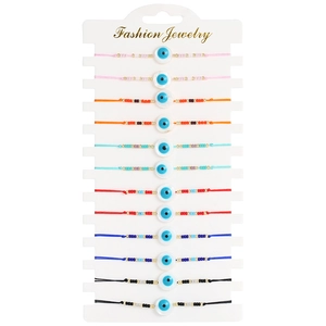 Lot de 12 bracelets Evil Eye réglables en couleurs variées pour bijoux de mode tendance