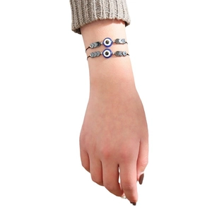 Ensemble de bracelets tressés œil maléfique avec perles bleues et flèches