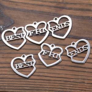 Ensemble de 3 pendentifs en forme de cœur 'BEST FRI ENDS' pour création de bijoux DIY