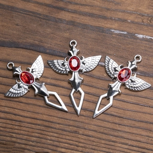 Pendentif Croix Aile en Alliage Gothique Vintage pour Création Bijoux DIY Plume Ange Strass Forme Épée Accessoire Collier Artisanat