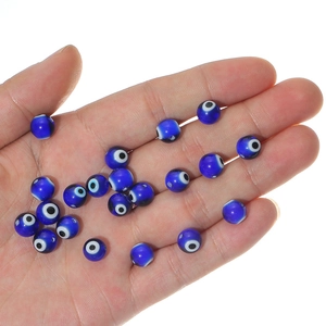 Perles Mauvais Œil en Verre Soufflé Bleu Foncé Rondes Perles d'Espacement en Vrac pour Création Bijoux DIY Bracelet Collier