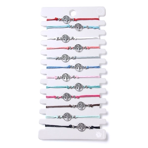 Boheems Verstelbare Gevlochten Touw Armband Met Legering Levensboom Oneindigheidssymbool Bedels Vrouwen Mannen Sieraden