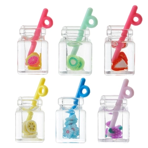 Miniature Fruit Juice Cup Resin Charms For DIY Jewelry Making Phone Case Decor Scrapbooking Crafts Simulation Beverage Bottle Cabochons