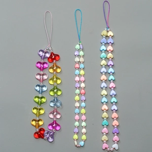 Colorful resin heart charms with pearls and acrylic beads for phone or bag decoration