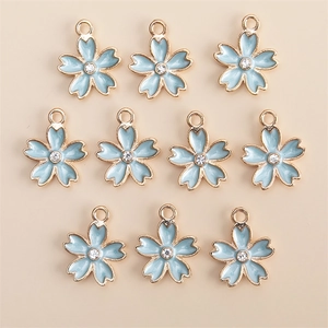 Breloques en Alliage Émaillé Fleur de Cerisier avec Strass Incrustés Pendentifs pour DIY Fabrication de Bijoux Colliers Bracelets Matériaux