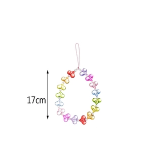Rainbow heart beaded phone strap with colorful translucent acrylic charms, 17cm length