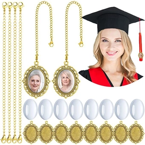 Ciondolo Foto per Tocco di Laurea Fai-da-te Pendenti in Lega Commemorativi Tessere in Vetro Catene in Metallo Stile Retrò