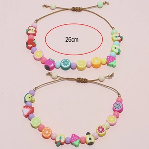 Handgefertigtes 26cm verstellbares buntes Obst-Perlenarmband Set mit Fruchtscheibenperlen
