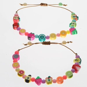 12-teiliges Set bunte Obst-Perlenarmbänder für Kinder mit verstellbarer Kordel