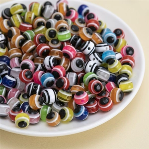 Mixed color striped resin evil eye beads for DIY jewelry making and bracelet crafting