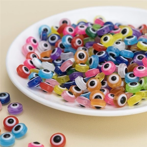 Colorful mixed resin evil eye flat round beads for DIY jewelry and accessory making