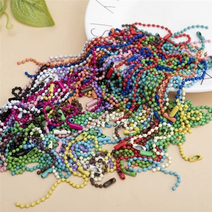 Colorful Alloy Ball Chain 2.1mm Round Bead Necklace With Connector For DIY Jewelry Making Keychain Tag Accessories