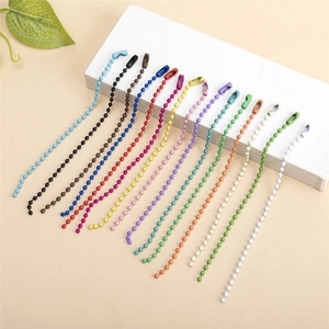 DIY colorful painted metal bead chains with connectors for jewelry making and keychains