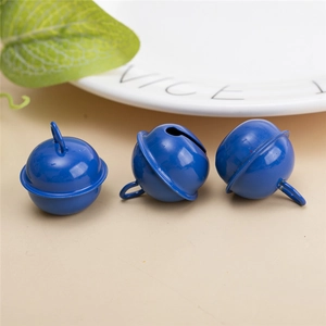 Trois clochettes en métal bleu foncé brillant pour décor de Noël et accessoires animaux