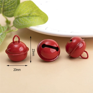 Trois cloches de Noël rouges brillantes de 20mm en métal pour décorations DIY