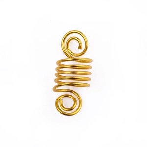 Anneau de cheveux doré en spirale poli pour dreadlocks et accessoires de coiffure DIY