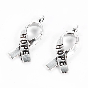 Vintage Legierung HOPE Bewusstseinsschleife Anhänger Für Schmuckherstellung DIY Armband Halskette Anhänger Antik Silber Metall