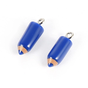 DIY colorful cartoon pencil resin charms with silver metal rings for jewelry making