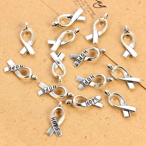 Silberne Legierung Schleife Anhänger mit HOPE Gravur für DIY Schmuckherstellung