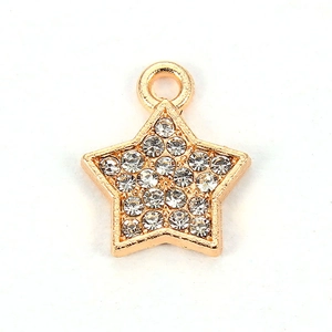 Rose gold five-pointed star pendant with sparkling rhinestones for DIY jewelry making