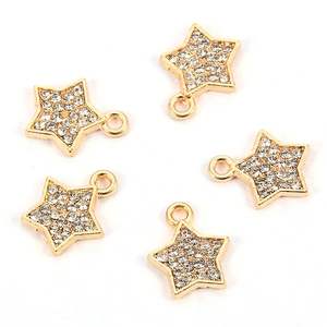 Elegant Alloy Rhinestone Star Pendants DIY Floating Locket Charms For Necklace Bracelet Making Jewelry Accessories Women