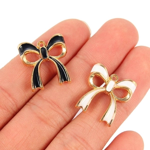 DIY colorful enamel bow tie charms in black and white for handmade bracelets and earrings