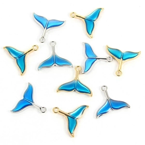 Alloy Enamel Fish Tail Pendant Charms Whale Tail Colorful Gradient Drip Oil DIY Jewelry Making Bracelet Necklace Accessories