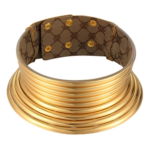 Afrikanisches Mehrlagiges Gold Silber Choker Halskette Für Damen Ethno Statement Metall Kragen Schmuck Verstellbarer Knopf
