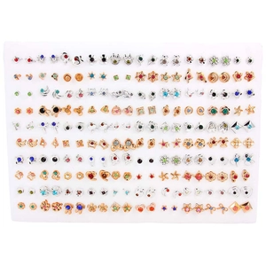 Gemengde Schattige Oorknopjes Collectie Fruit Dier Bloem Hart Ster Strass Polymeerklei Oorbellen Met Plastic Oorknopjes Stift Multi-Stijl Sieraden Voor Vrouwen Meisjes