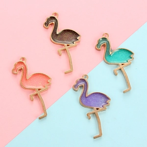 Colorful glitter enamel flamingo alloy charms for DIY jewelry making and bracelets