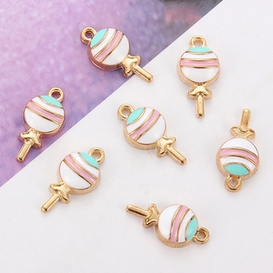 Detailed view of colorful lollipop alloy charms for DIY jewelry and necklaces
