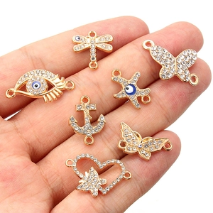 Kit de connecteurs bijoux DIY dorés ornés de micro-strass blancs étincelants