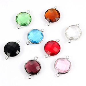 Multi-colored 20x15mm faceted glass crystal pendants with metal edging for DIY jewelry