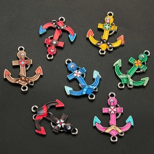 Colorful enamel anchor charms in seven colors for DIY bracelet and necklace jewelry making