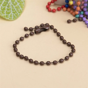 Brown painted metal ball chain for DIY keychains and luggage tags with matching connector