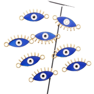 Lot de 8 breloques mauvais œil bleu roi pour bijoux DIY avec finition en métal doré