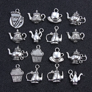 Ciondoli in Lega di Argento Antico Tema Tè del Pomeriggio Teiera Tazza da Caffè Torta Cupcake per Accessori Creazione Gioielli DIY