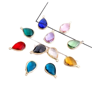 Faceted teardrop glass pendants with gold metal frames for DIY jewelry crafting