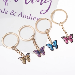 Portachiavi Pendente a Farfalla in Lega di Smalto alla Moda Sfumatura Colorata Farfalla Fascino della Borsa Anello Chiave per Donne Ragazze Regalo Gioielli