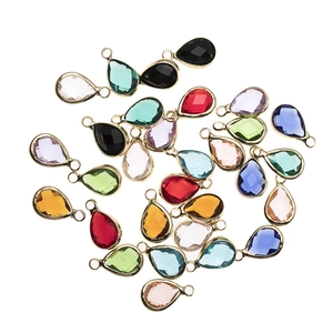 Pendentifs gouttes en cristal facetté multicolore avec cadre doré pour création de bijoux