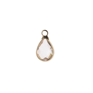 Vue macro d'un pendentif en cristal en forme de goutte avec bordure dorée pour bijoux DIY