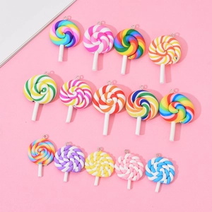 Bunte Lutscher-Anhänger mit Silberringen für DIY-Schmuck und Schlüsselanhänger