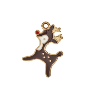 Detail eines DIY Weihnachts Rentier Anhängers mit bunter Emaille und vergoldetem Haken