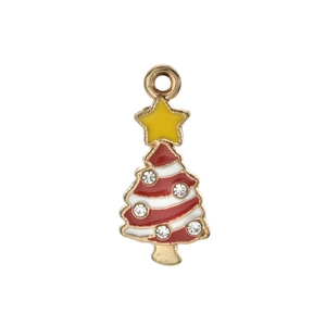 Detailansicht eines Weihnachtsbaum-Anhängers mit farbigem Emaille und funkelnden Strass